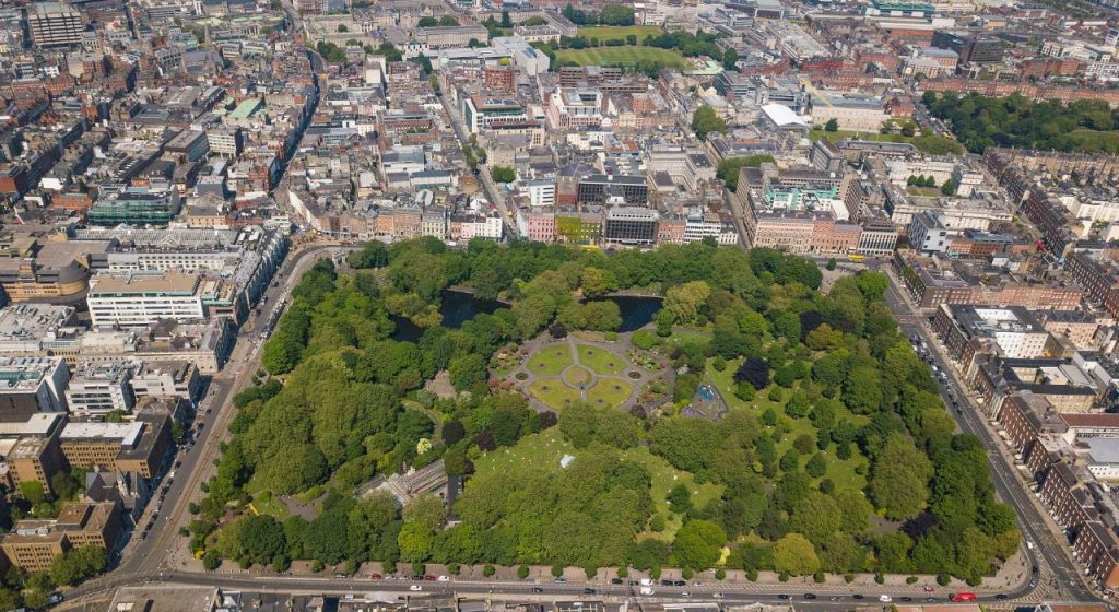 Vista aérea parque de Dublín